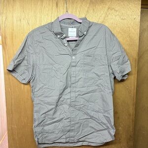 Denim & Flower Light Gray Short Sleeve Button-Down with Micro Dot Pattern